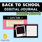 Back to School Digital Journal - Middle School SEL