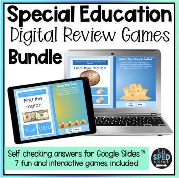 Preview of Summer School ESY Digital Math Review Game Google Slide Bundle Special Education