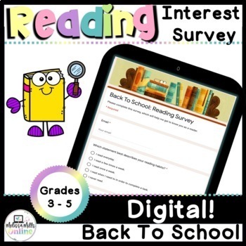 Preview of Back to School Digital Reading Interest Survey