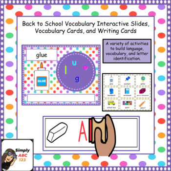 Preview of Back to School Digital Resource for school Vocabulary and Letter Identification