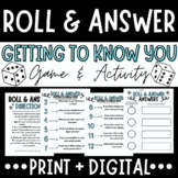Back to School Digital Roll and Answer Getting To Know You Game