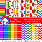 Back to School Digital Scrapbook Papers Backgrounds School