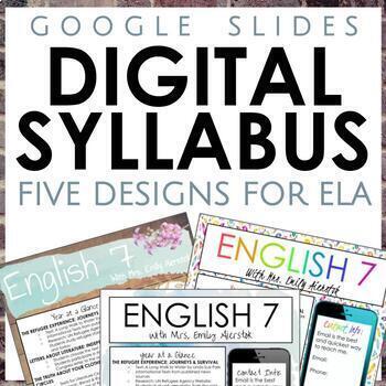 Preview of Back to School Digital or Print Syllabus for ELA