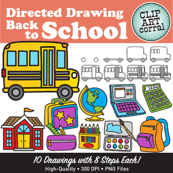 Preview of Back to School Directed Drawing Clip Art