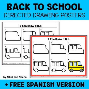 Preview of Back to School Directed Drawing Posters + FREE Spanish