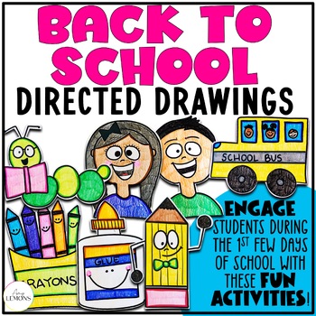 Preview of Back to School Directed Drawings w/ First Day of School Draw Self Portrait Art