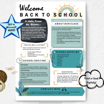 Preview of Back to School Distance Learning, Welcome Back to School Letters EDITABLE, Class
