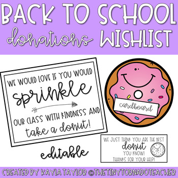 Classroom Donation Sign for Back to School Night - FREE