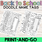 Back to School Doodle Name Tags Plates  Coloring K - 8th F