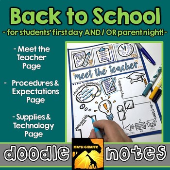 Preview of Back to School Doodle Notes | Middle School First Day Expectations & Procedures
