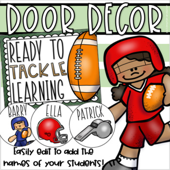 Preview of Back to School Door Decorations Bulletin Board Display Football Theme EDITABLE