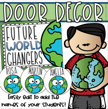 Preview of Back to School Door Decorations Bulletin Board Display World Changers EDITABLE