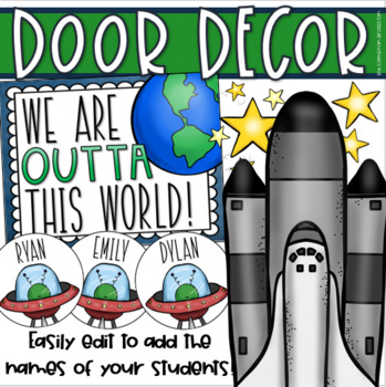 Preview of Back to School Door Decorations Bulletin Board Outer Space Theme EDITABLE