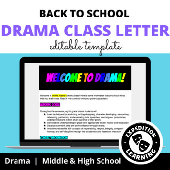 Preview of Back to School: Drama Class Letter Editable Template