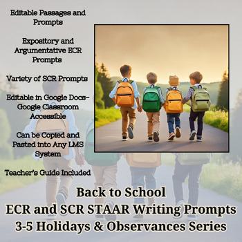 Preview of Back to School ECR &  SCR Practice Prompts Bundle: Grades 3-5 STAAR Prep