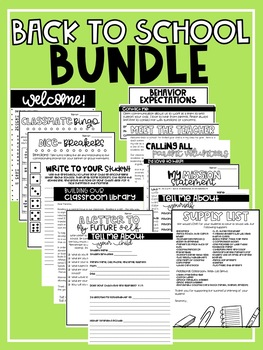 Preview of Back to School EDITABLE Bundle - Forms & First Week Activities, Donation Apples