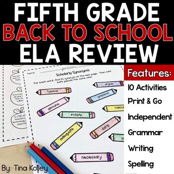 Preview of Back to School ELA Activities - First Week of School Review - 5th Grade