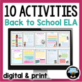 Back to School ELA Activities First Week of School for Goo