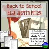 Back to School ELA Activities for Middle School
