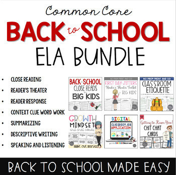 Preview of Back to School ELA Activities for Middle School