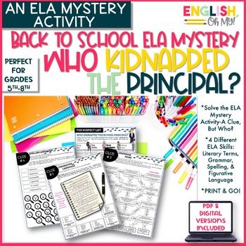 Preview of Back to School ELA Mystery, Back to School Activity