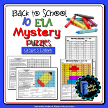 Preview of 5th Grade Back to School Color by Code ELA Mystery Pictures: Grade 5 ELA Skills