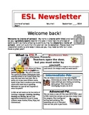 Back to School ESL Newsletter - Back to School Newsletter