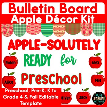 Preview of Back to School Editable Apple Bulletin Board Décor | Fall Door Decor Kit