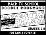 Back to School FREEBIE - Editable DOODLE BOOKMARK - GRADES 1-8