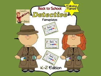 Preview of Back to School Editable Detective Nameplates K-2 Edition