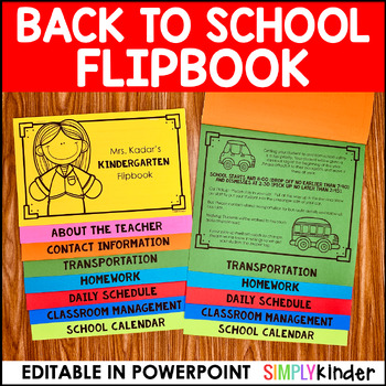 Preview of Back to School Flipbook for Meet the Teacher Night, Editable Parent Handbook