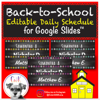 Preview of Back-to-School Editable Name Plates for Google Slides™ (Chalkboard)