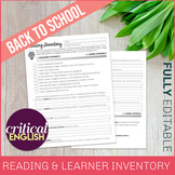 Back to School: Editable Reading & Learning Inventory | St