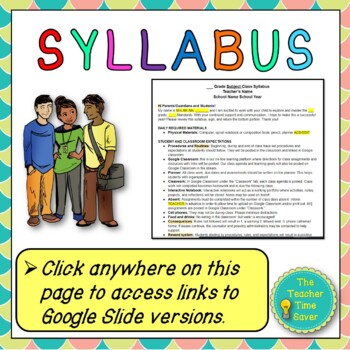 Preview of Back to School Editable Syllabus Template | Classroom Management