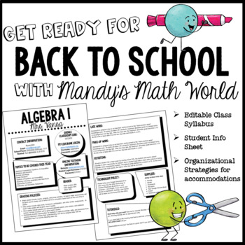 Preview of Back to School Editable Syllabus, handouts, organizational strategies