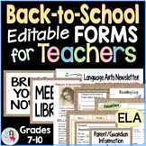 Preview of Back to School Forms for Teachers Editable - Syllabus, Open House, Door Signs+
