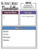Back to School: Editable Weekly Newsletter