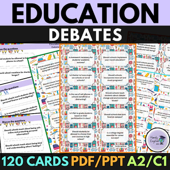 Preview of Back to School Education Debates ELA ESL A2-C1 Speaking Writing Projects