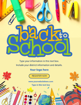 Preview of Back to School Educational Flyer w/ 5 Graphics Ready to Edit & Present!