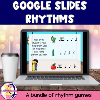 Preview of Back to School Elementary Music Rhythm Review Games for Google Slides