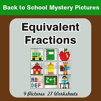 Back to School: Equivalent Fractions - Color-By-Number Math Mystery Pictures