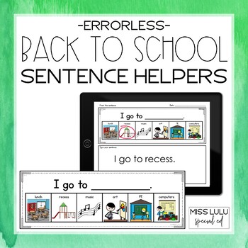 Preview of Back to School Errorless Sentence Helpers - Printable and Digital
