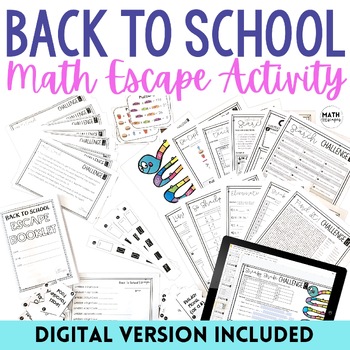 Preview of Back to School Math Escape Room Activity