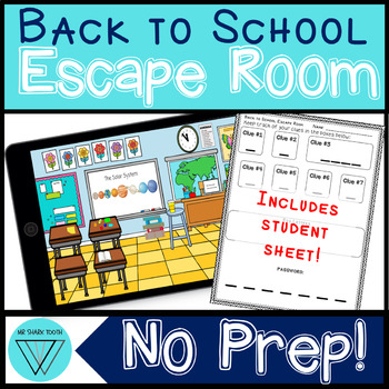 Preview of Back to School Escape Room: No-Prep Digital Breakout Challenge Activity FREEBIE