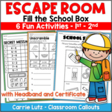 Back to School Escape Room Fill Your School Box