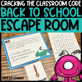 Back to School Escape Room Getting to Know You First Day of School