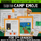Back to School Escape from Camp Emoji 5th Grade Reading & 