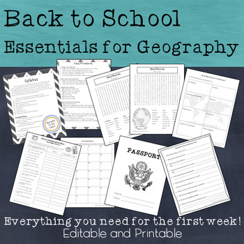 Preview of Back to School Essentials for Geography Class - Printables