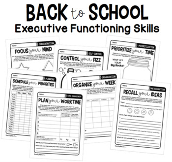 Preview of Executive Functioning Skills Worksheets | Back to School