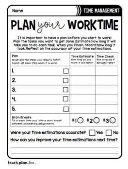 Executive Functioning Skills Worksheets | Back to School by TeachPlanLove